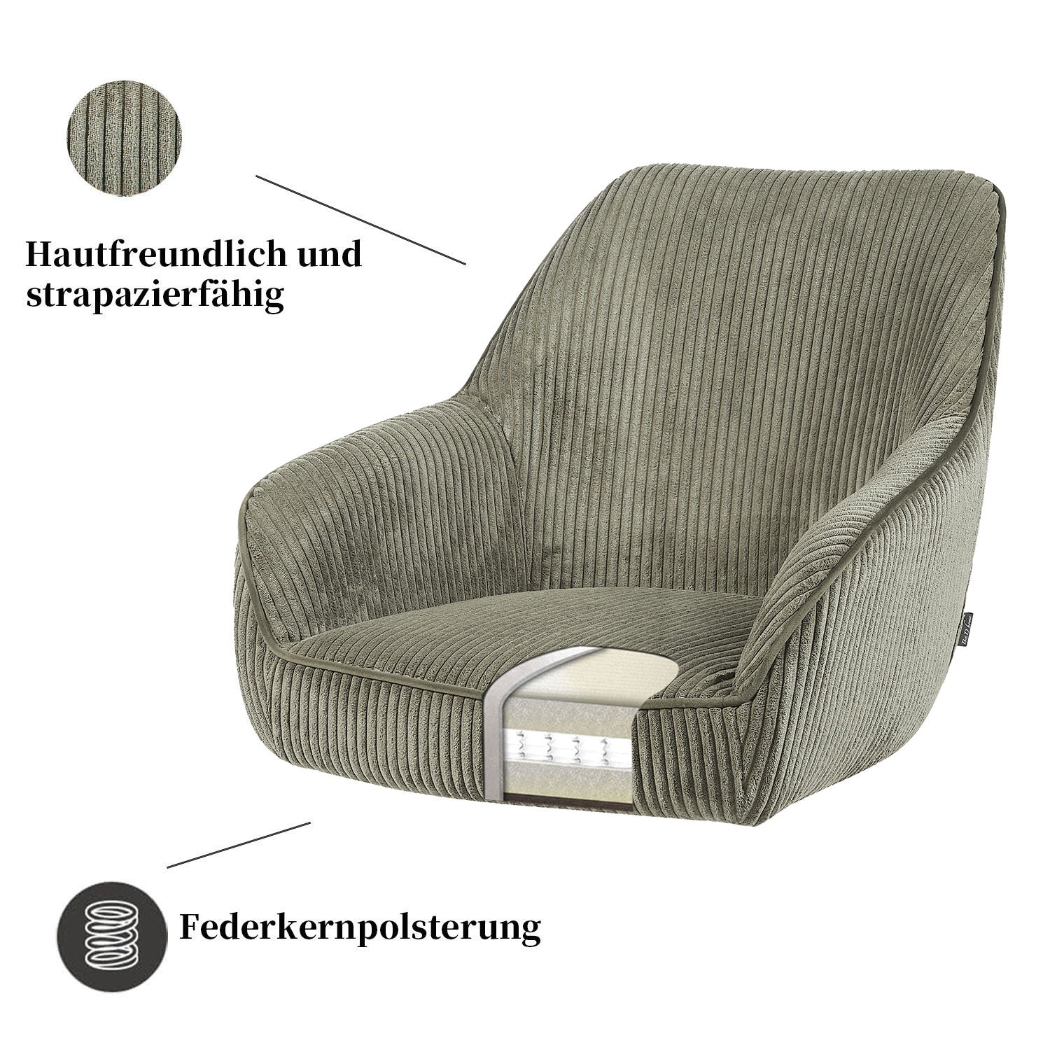 B-Ware Drehstuhl ARVIT, Grün, Cord - Image 6