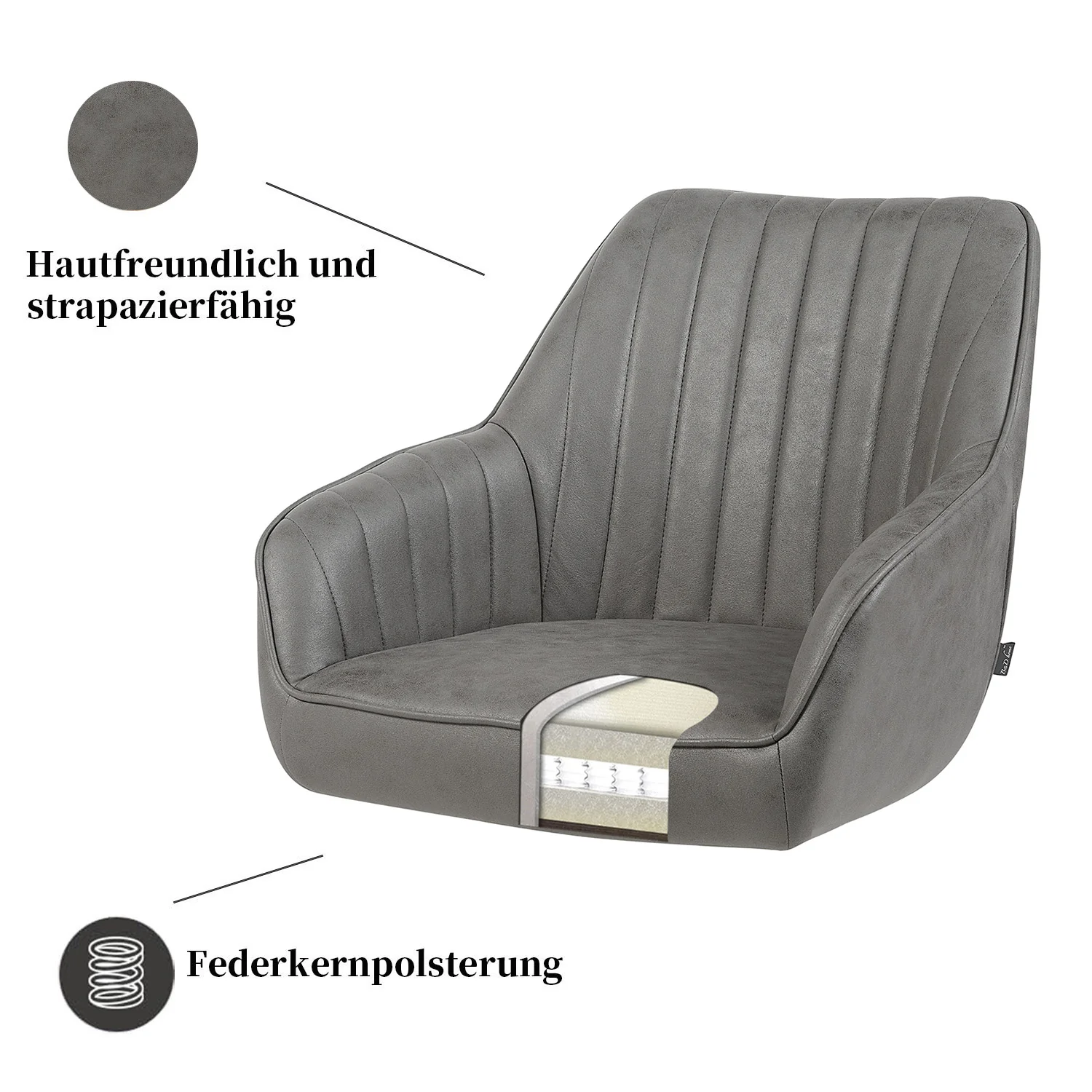 B-Ware Drehstuhl ARVIT Kunstleder Grau - Image 6