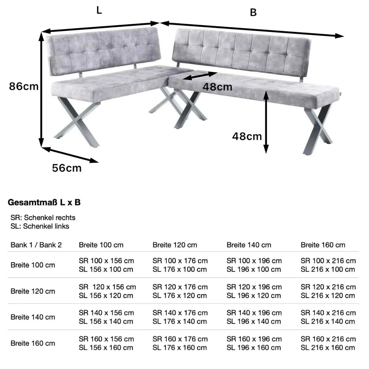 B-Ware Sitzbank KAREN, Grau, 120cm - Image 6