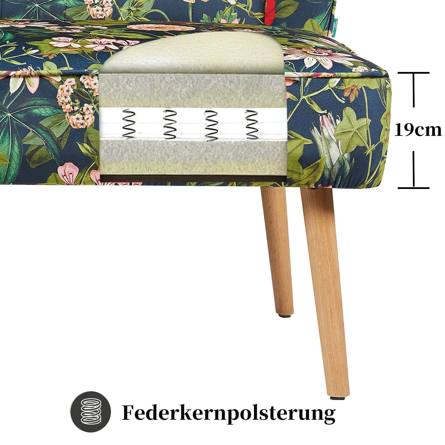 B-Ware Sitzbank Sophia, Blumen in 140cm, Federkernpolsterung - Image 7