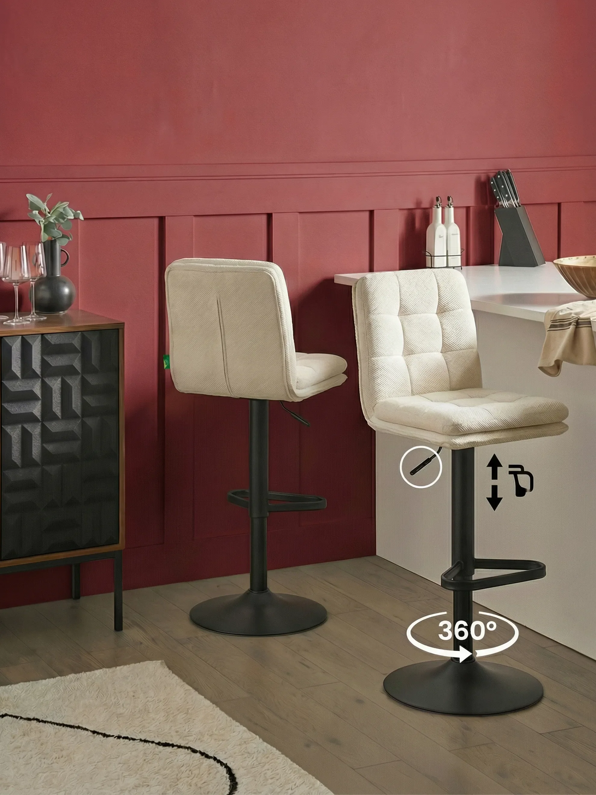 Barhocker Juno 2er-Set - Webstoff - Image 17