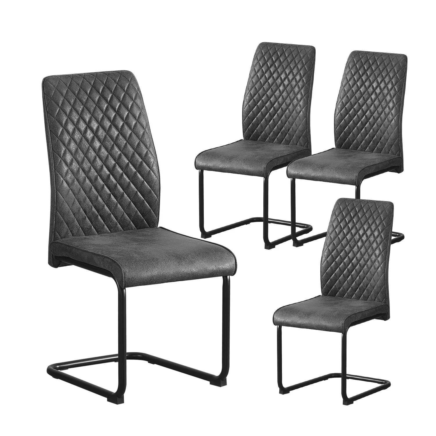 C-Ware Esszimmerstuhl THEO, 4er Set, Anthrazit (ungeprüfte Retoure)