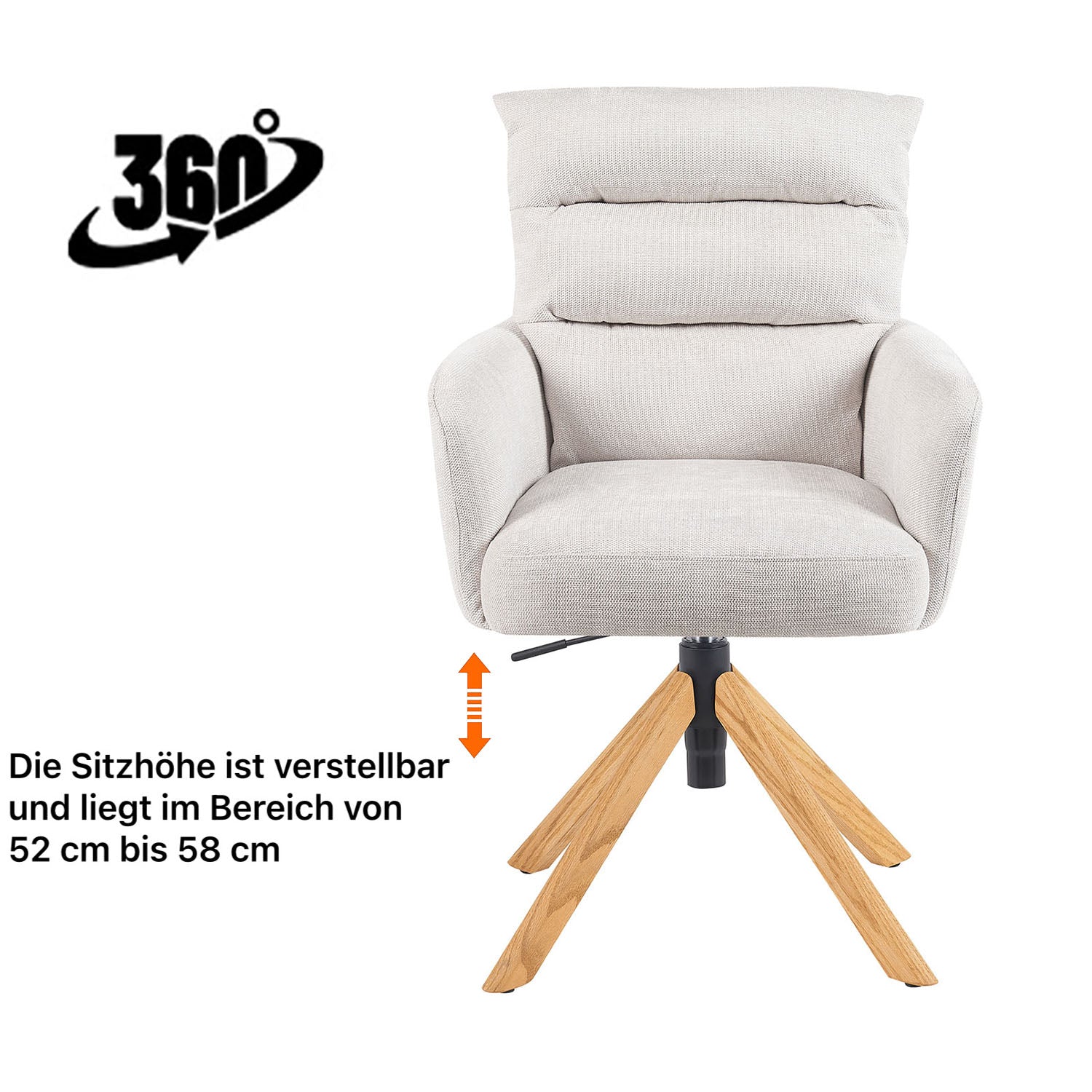 Esszimmerstuhl Mika-Jule 2er-Set - 360° drehbar, Rückstellfunktion,Eiche geölt Natur - Image 39