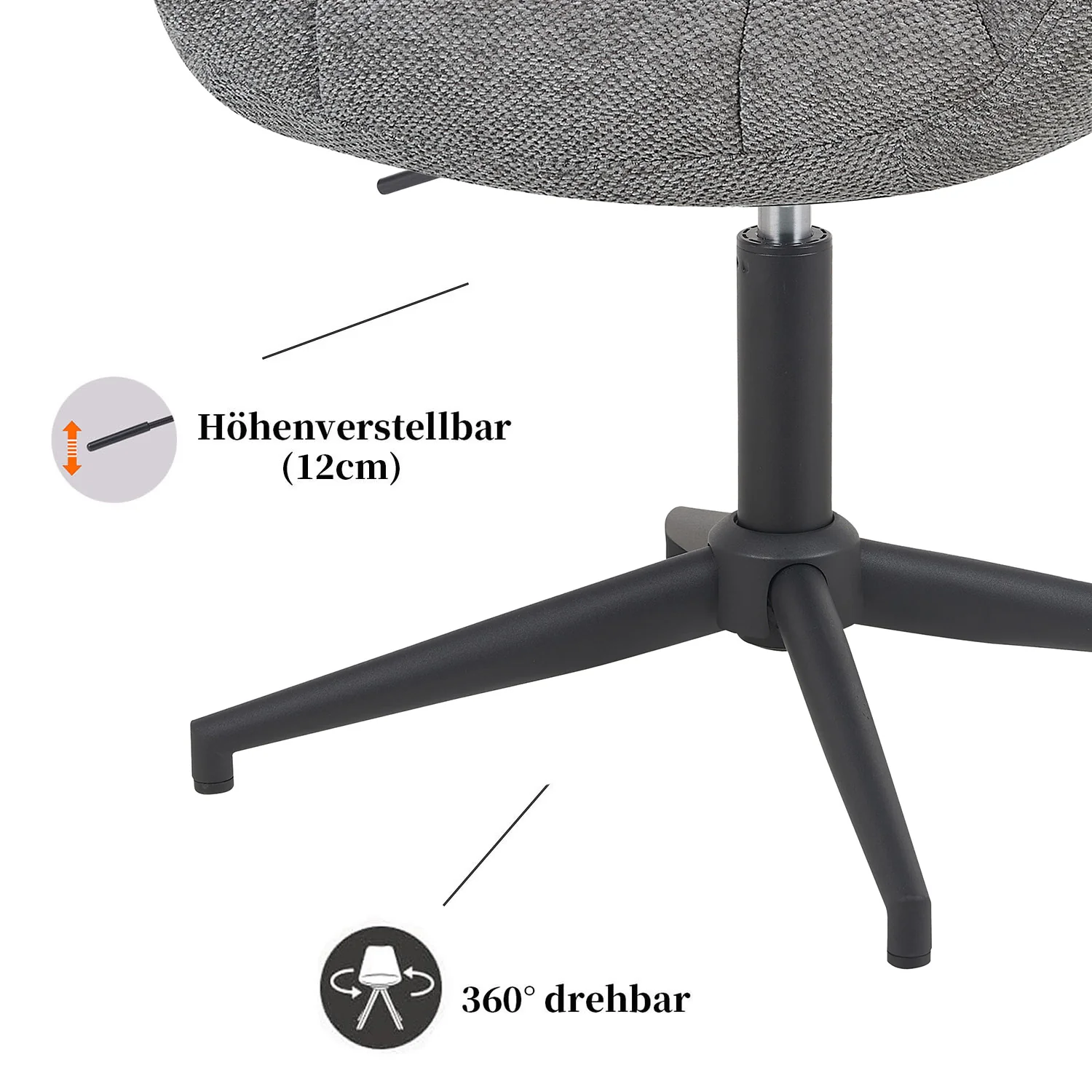 Esszimmerstuhl Mika-Luka 2er-Set | 360° drehbar | Metall pulverbeschichtet Matt Schwarz - Image 72