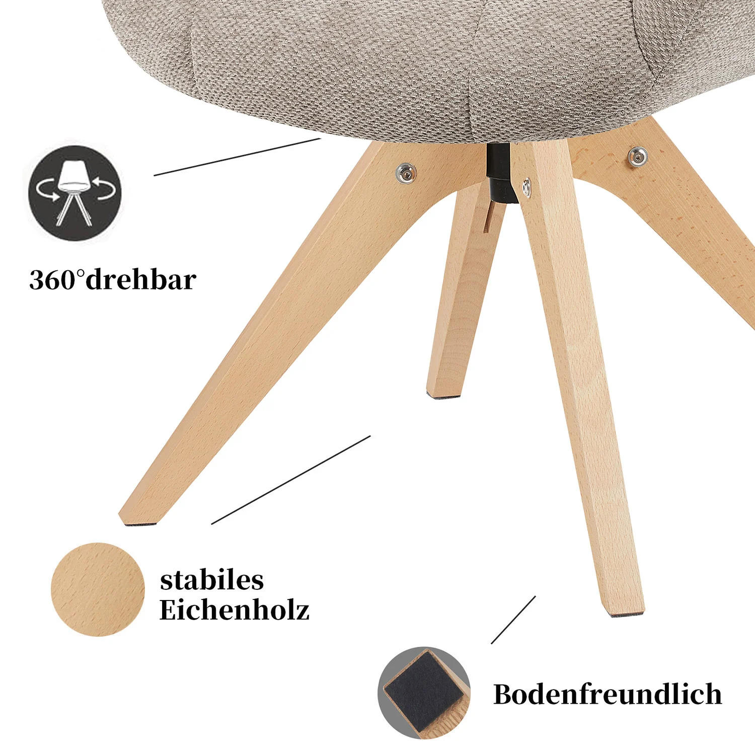 Esszimmerstuhl Mika-Nele 2er-Set |360° drehbar | Eiche geölt Natur - Image 24