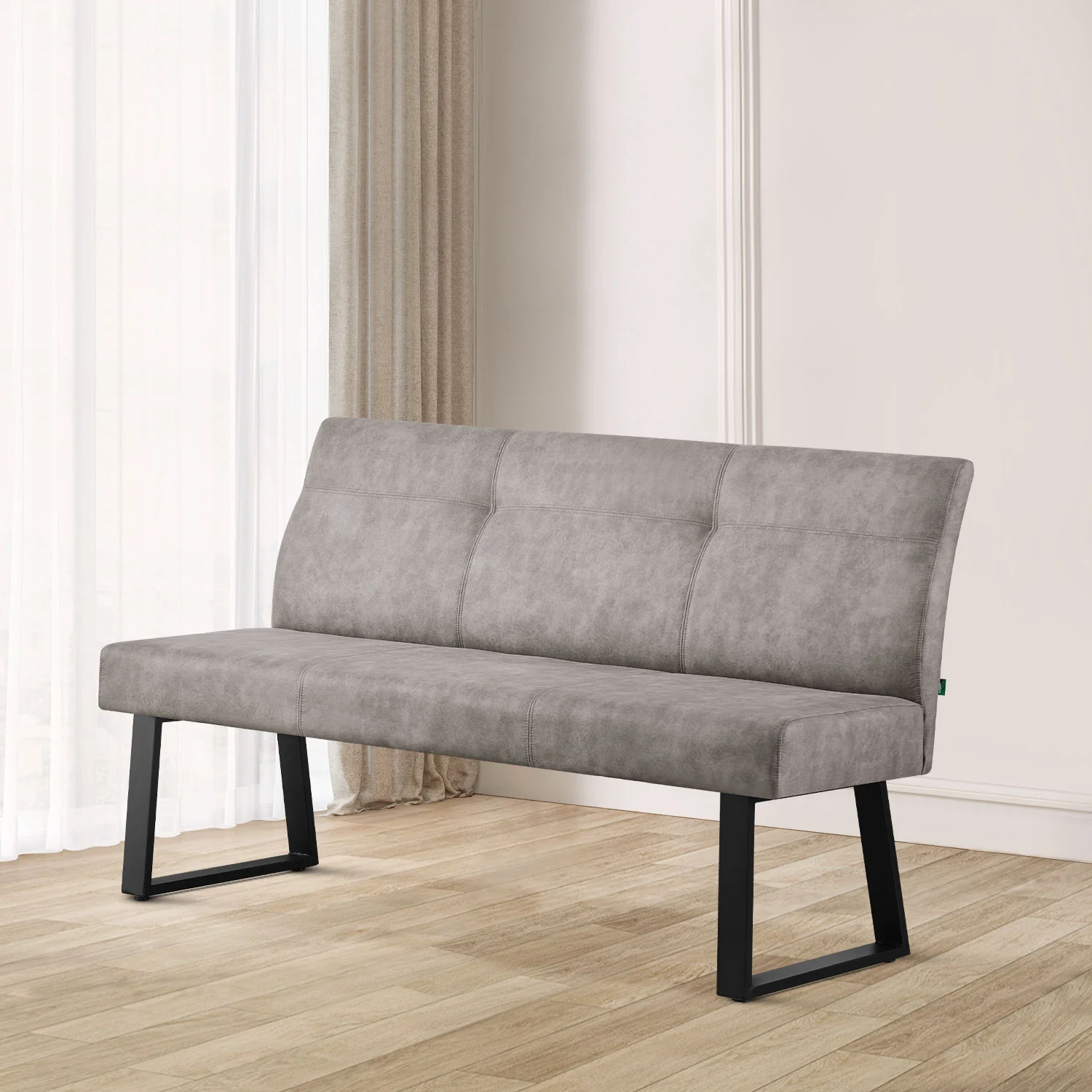 B-Ware Esszimmerbank JOY - Leder Grau - Image 4