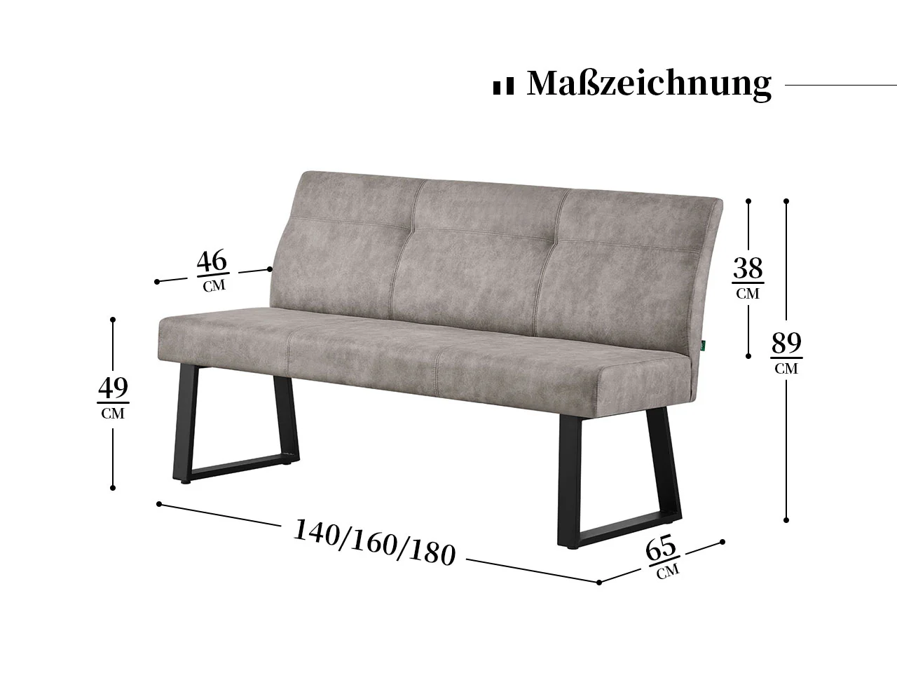 B-Ware Esszimmerbank JOY - Leder Grau - Image 5